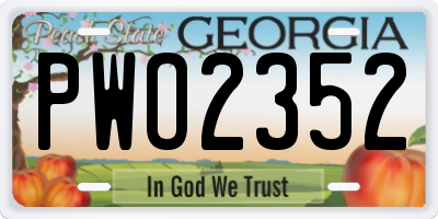 GA license plate PWO2352