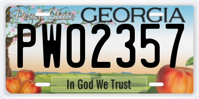 GA license plate PWO2357