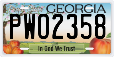 GA license plate PWO2358