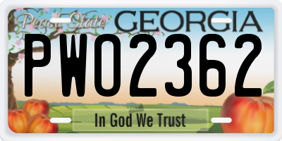 GA license plate PWO2362