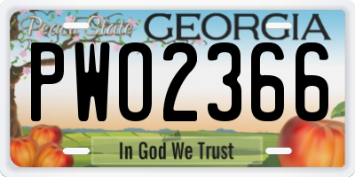 GA license plate PWO2366