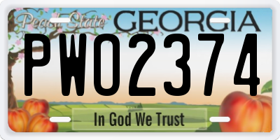 GA license plate PWO2374