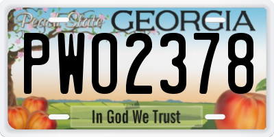 GA license plate PWO2378
