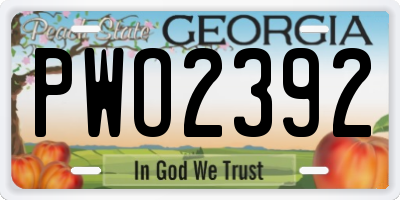 GA license plate PWO2392