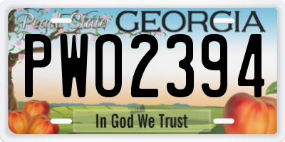 GA license plate PWO2394