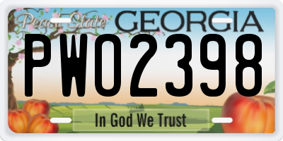 GA license plate PWO2398