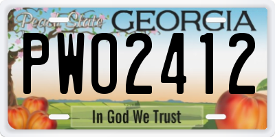 GA license plate PWO2412