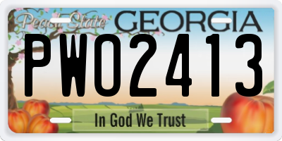 GA license plate PWO2413