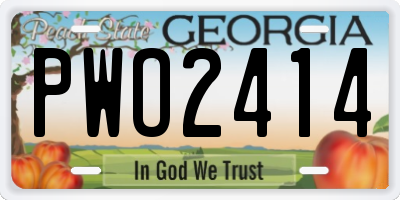 GA license plate PWO2414