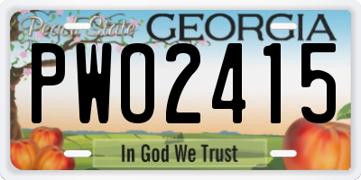 GA license plate PWO2415