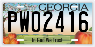 GA license plate PWO2416