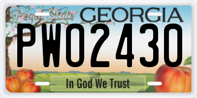 GA license plate PWO2430