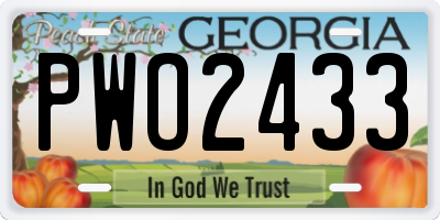 GA license plate PWO2433