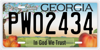 GA license plate PWO2434