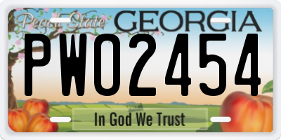 GA license plate PWO2454