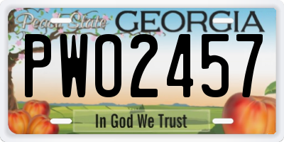 GA license plate PWO2457