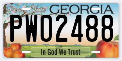 GA license plate PWO2488