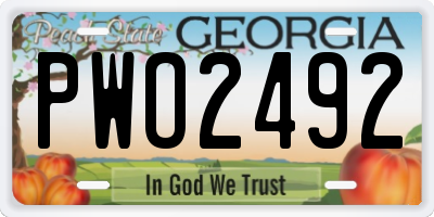 GA license plate PWO2492