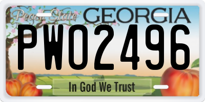 GA license plate PWO2496