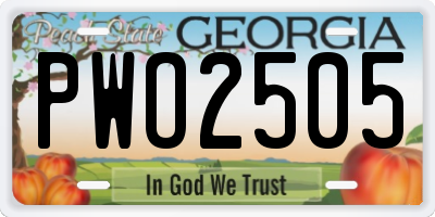 GA license plate PWO2505