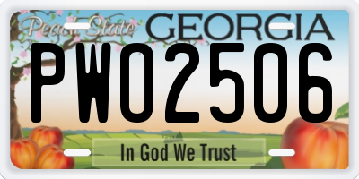 GA license plate PWO2506