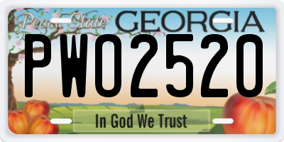 GA license plate PWO2520