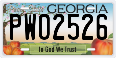 GA license plate PWO2526