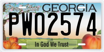 GA license plate PWO2574