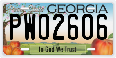 GA license plate PWO2606
