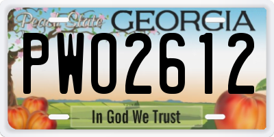 GA license plate PWO2612