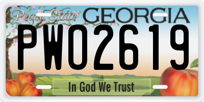 GA license plate PWO2619