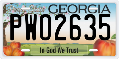 GA license plate PWO2635