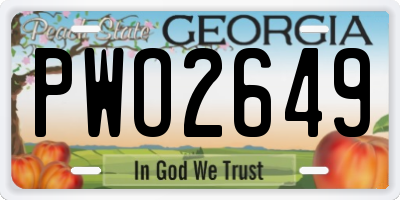 GA license plate PWO2649