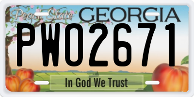 GA license plate PWO2671