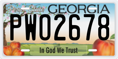 GA license plate PWO2678