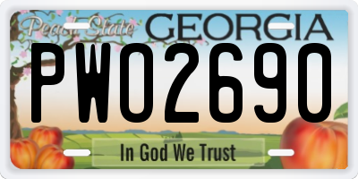 GA license plate PWO2690