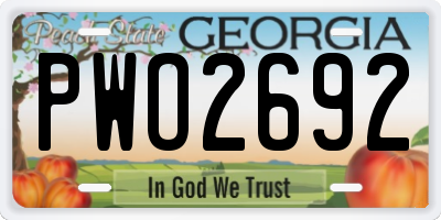 GA license plate PWO2692