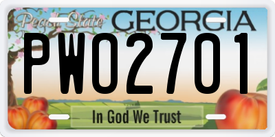 GA license plate PWO2701