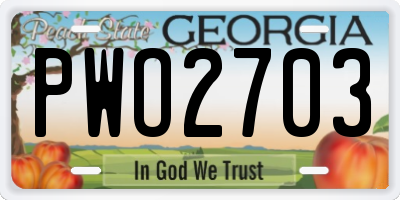 GA license plate PWO2703
