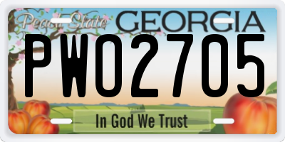 GA license plate PWO2705