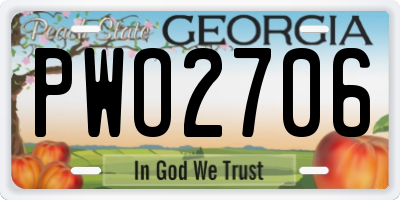GA license plate PWO2706