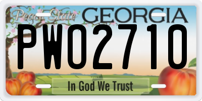 GA license plate PWO2710