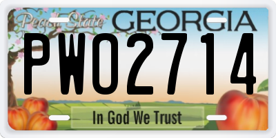 GA license plate PWO2714