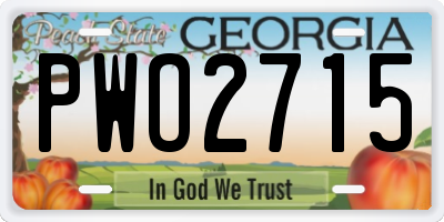 GA license plate PWO2715