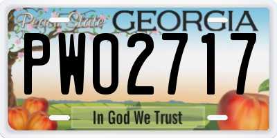 GA license plate PWO2717
