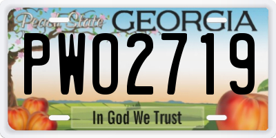 GA license plate PWO2719