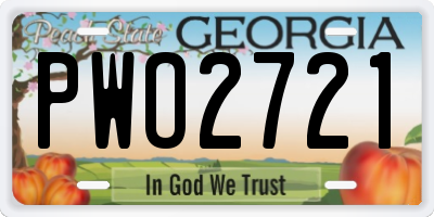 GA license plate PWO2721