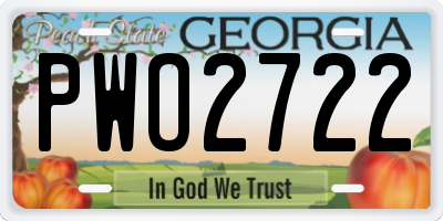 GA license plate PWO2722