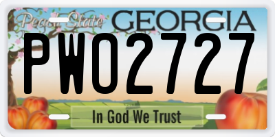 GA license plate PWO2727
