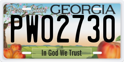 GA license plate PWO2730